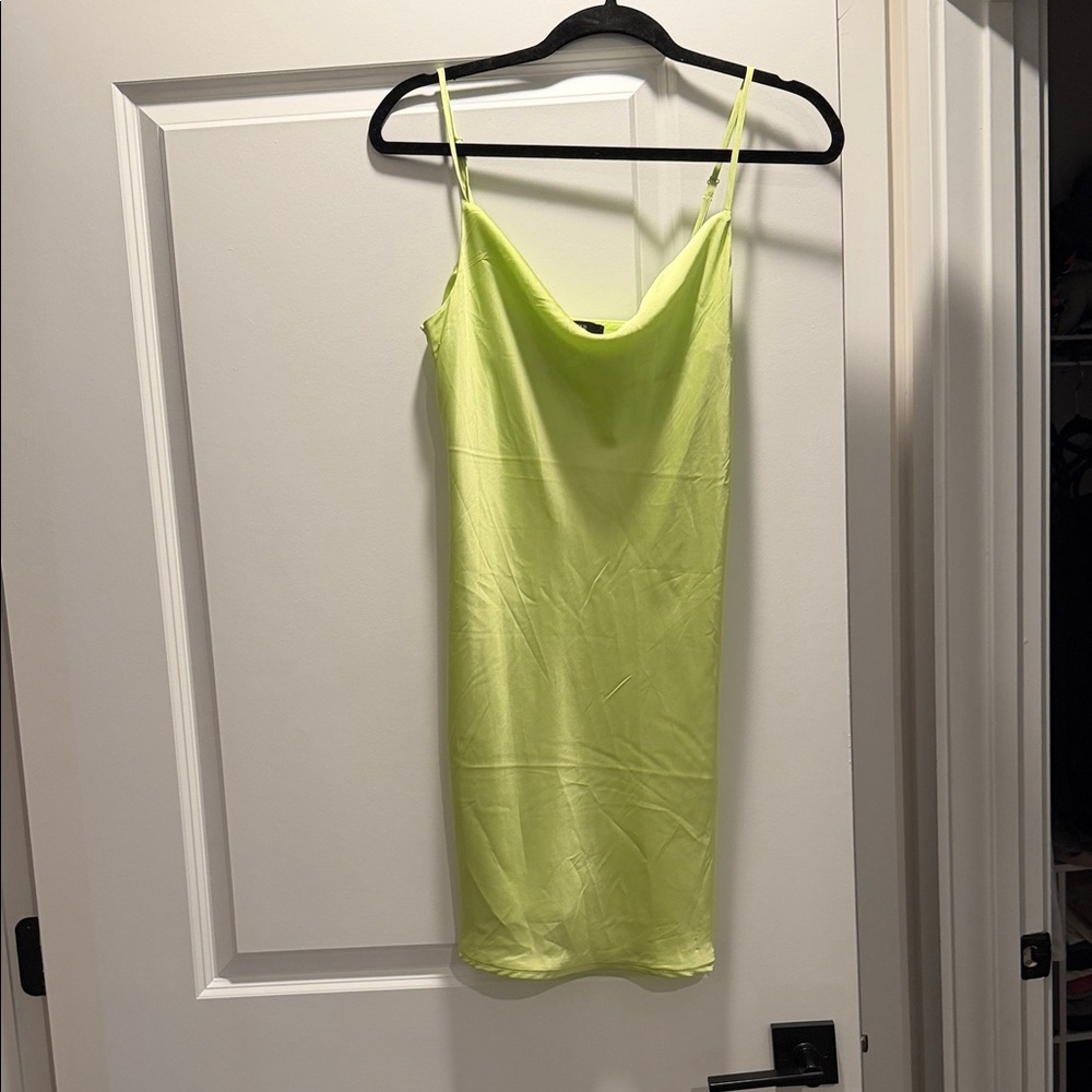 Forever 21 Lime Green Women's Slip Mini Dress with cowl neck